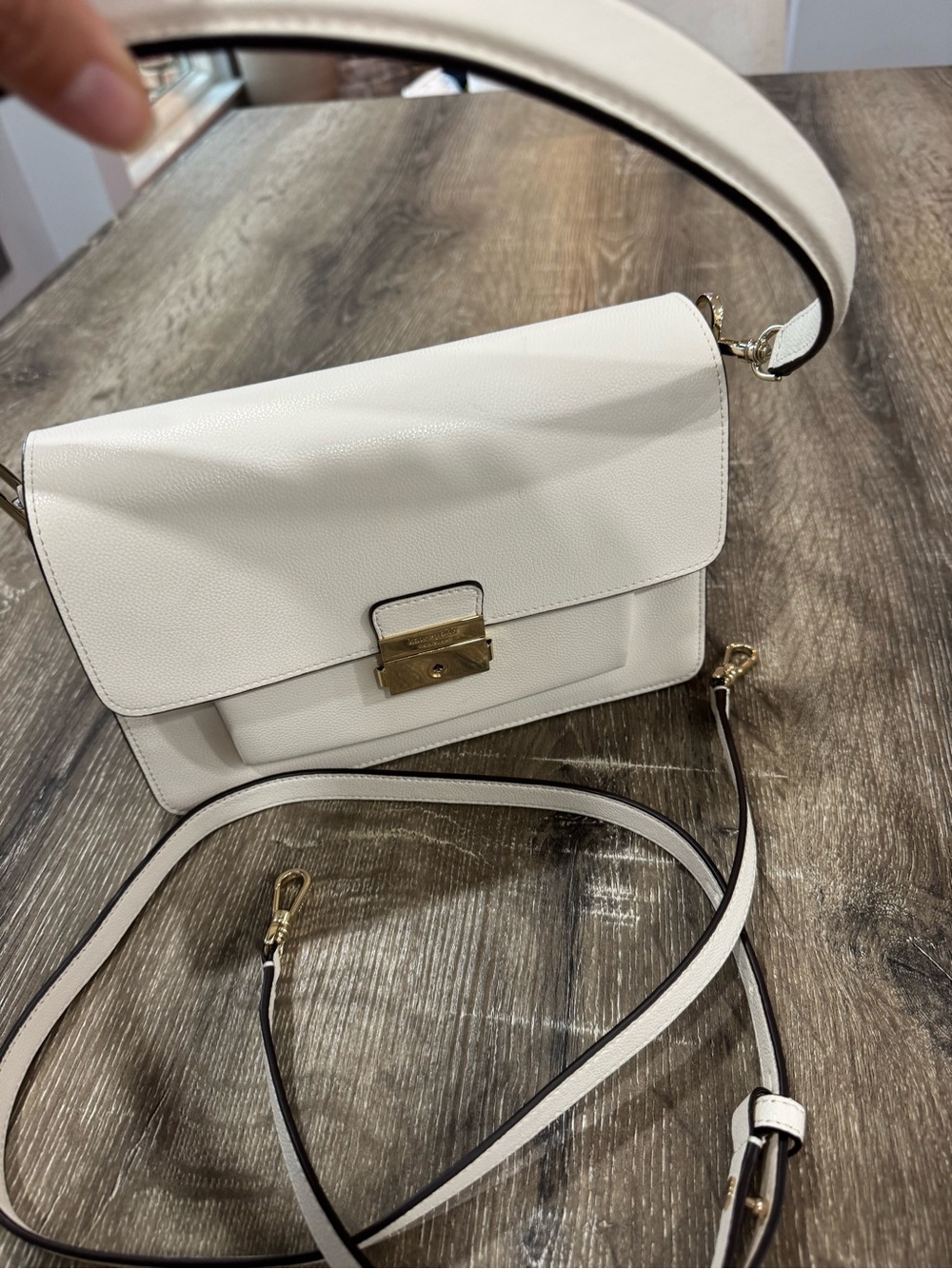 kate spade Cream Leather Shoulder Bag with Gold Hardware